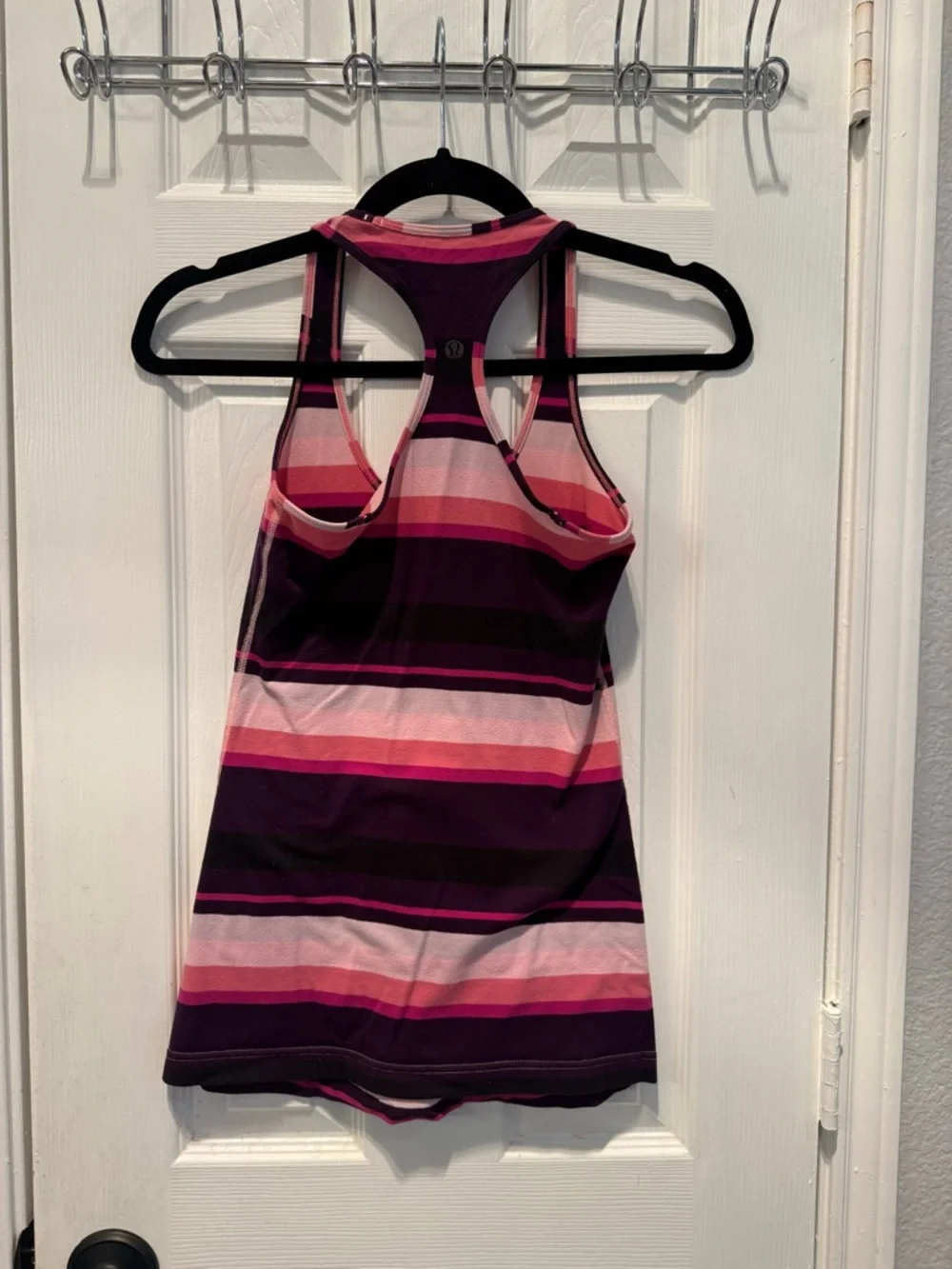 💕Lululemon Racerback Tank Small Assorted Stripe Coral Pink Purple Athletic Top - Picture 5 of 6